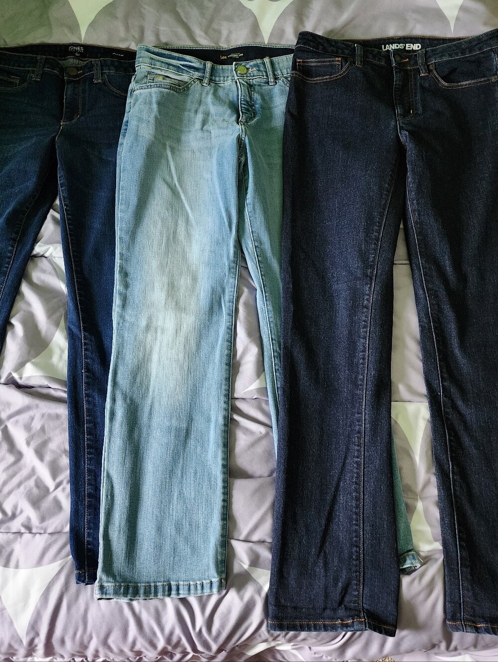 Lot Of 3 Pairs Denim Jeans Land's End, Jones New York, Lee Size 6P/Short